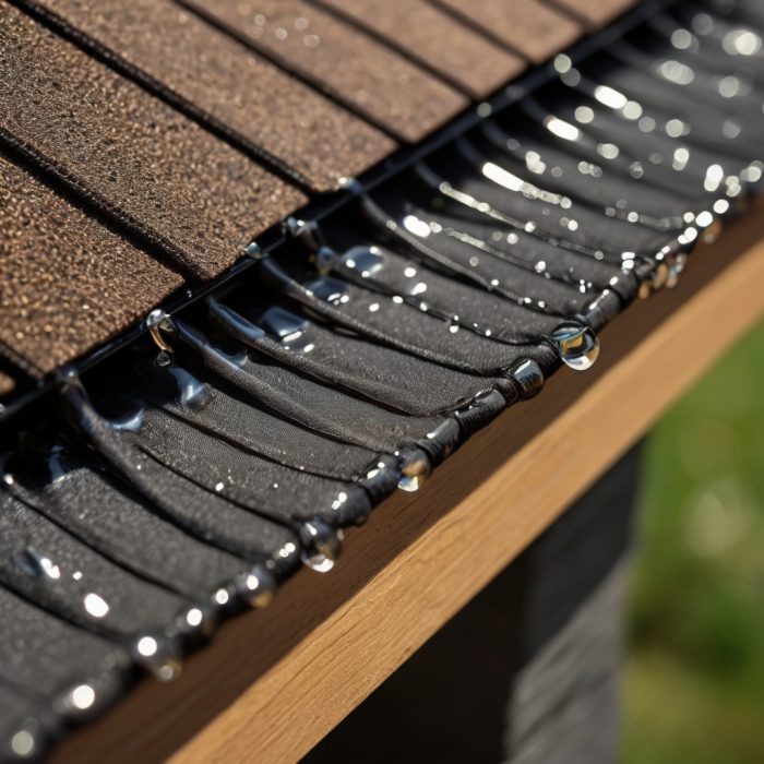 Close-up of a roofline with installed gutter guards to prevent leaf and debris buildup